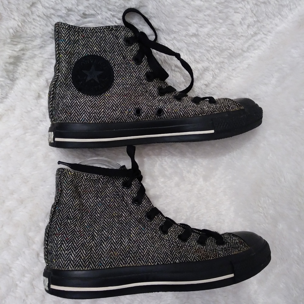CONVERSE Chuck Hi-Top Black Grey Fabric Tweed